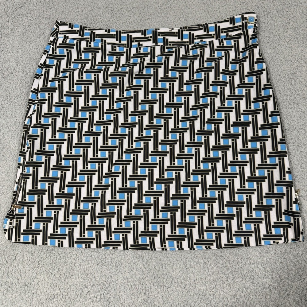 EP Pro Skort Womens 14 Blue Black Geometric Golf Athletic Side Zippers Pockets